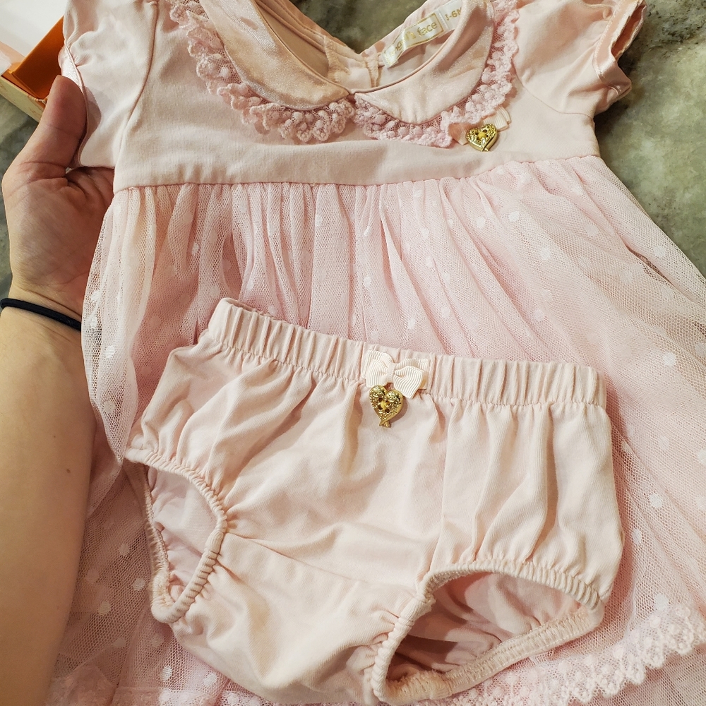 Pink baby Dress and Bloomers formal